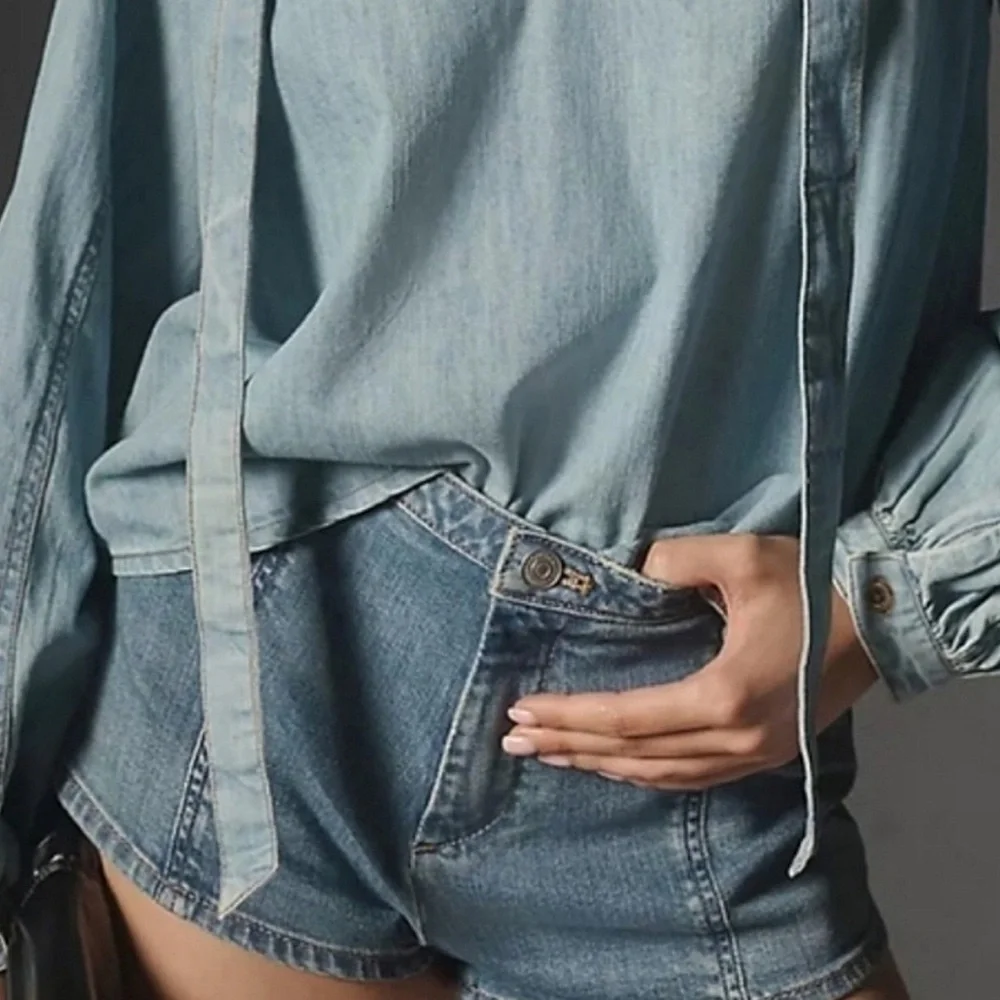 Anthro Anthropologie Pilcro Low-Rise Micro Denim Shorts Sz 31 - Picture 4 of 5